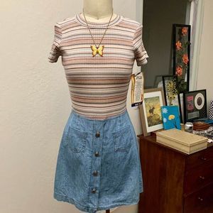 NWT 80s/90s Tickets Chambray Knit Mockneck Mini Dress Size S